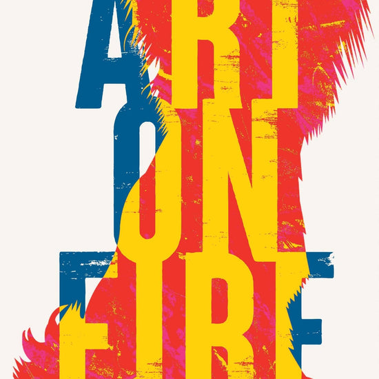 Book cover of 'Art on Fire' by Yun Ko-eun, translated by Lizzie Buehler, with a colourful text design
