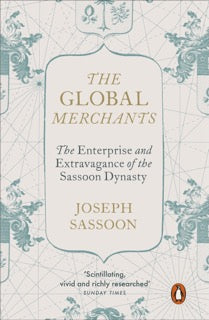 This image features the cover of the book titled "The Global Merchants" by Joseph Sassoon.