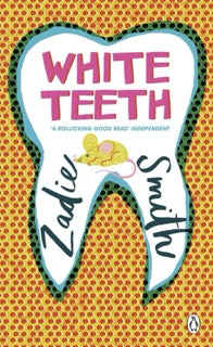 Cover of the book 'White Teeth' by Zadie Smith, featuring the title in stylised typography