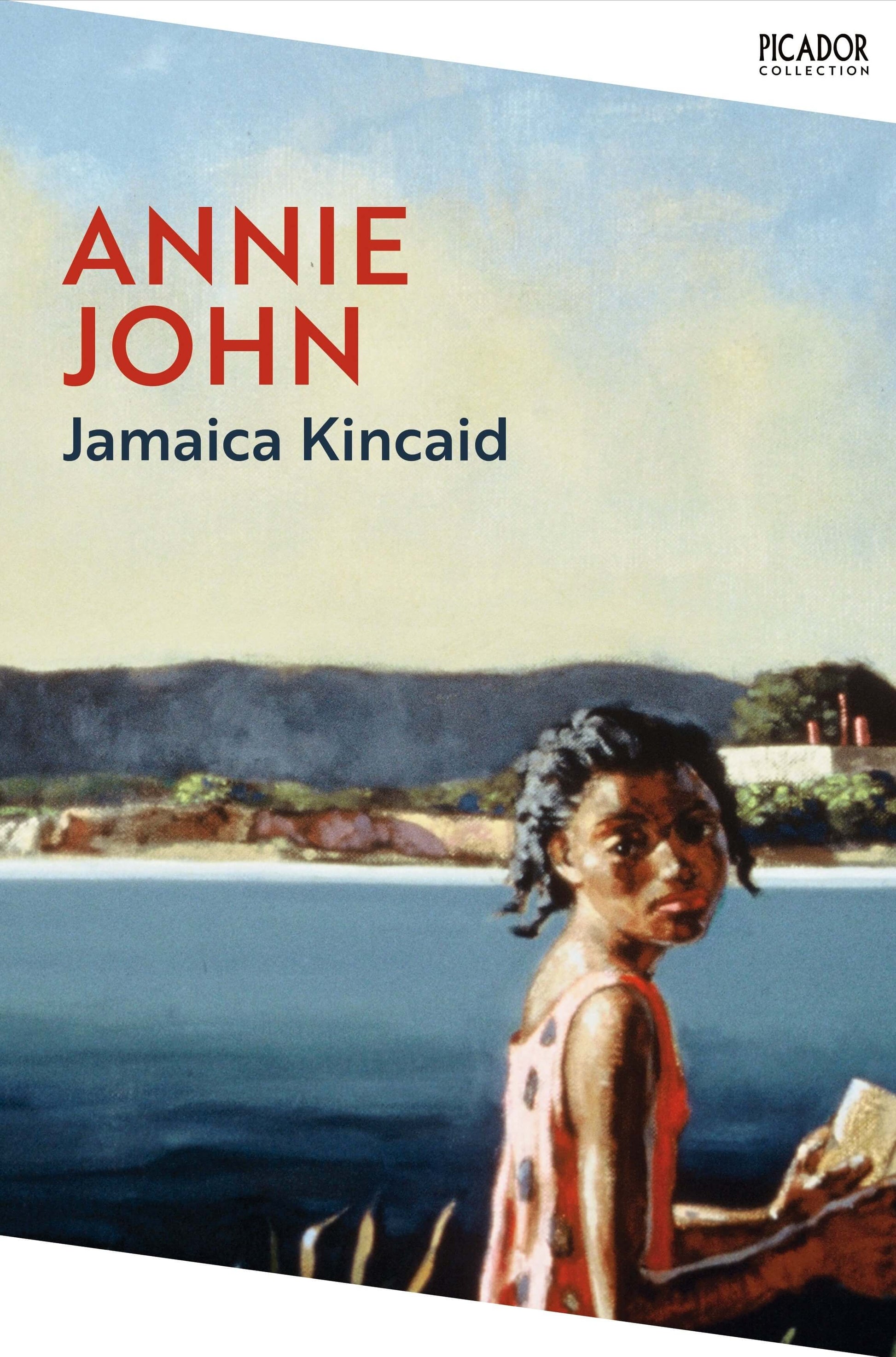 Cover of the book 'Annie John' by Jamaica Kincaid, featuring an illustration of a young girl by a body of water.