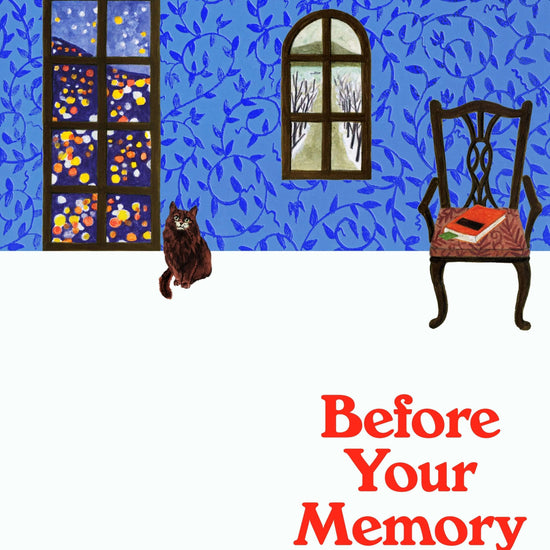 A book cover of 'Before Your Memory Fades' by Toshikazu Kawaguchi, featuring a cafe scene with a window view, a cat, and a chair. The author's name is visible at the bottom.
