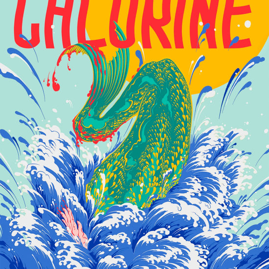Book cover of 'Chlorine' featuring a graphic design with a mermaid figure in a splash of water, predominantly in blue and yellow tones, with the author's name 'Jade Song' at the bottom.